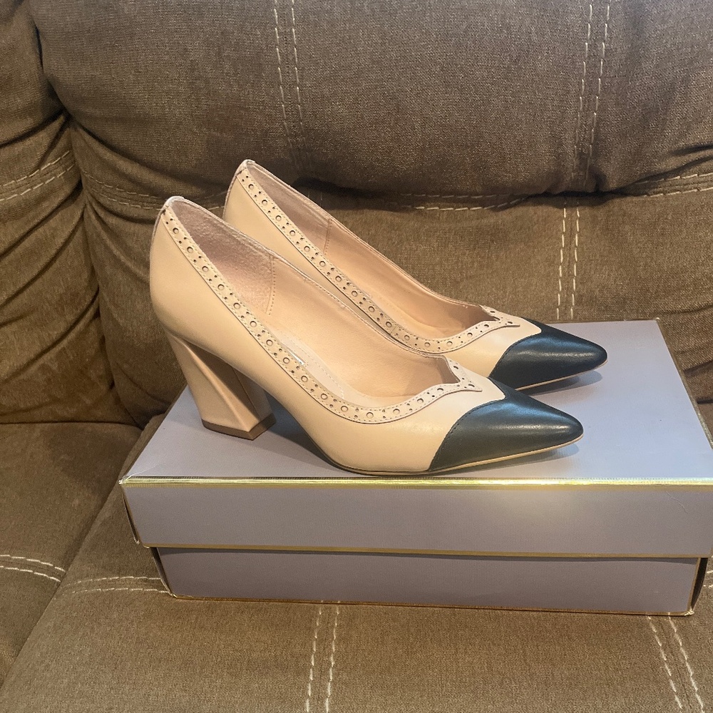 Charles David two tone block heels